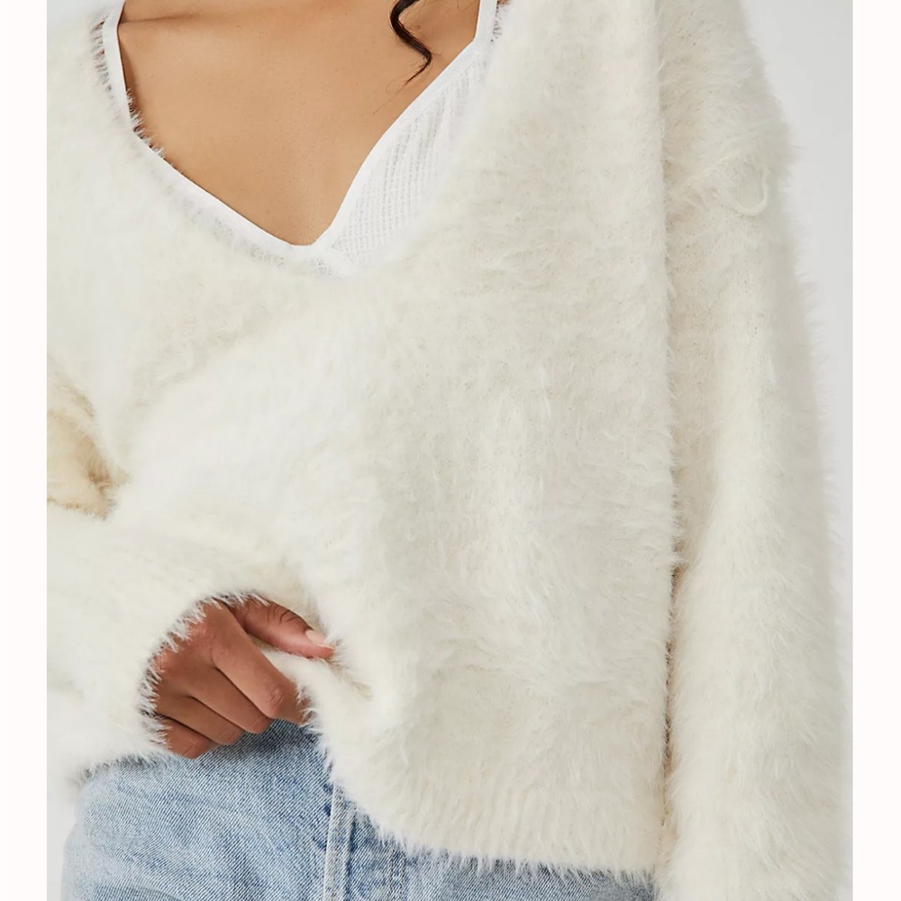 Free people white fur sweater